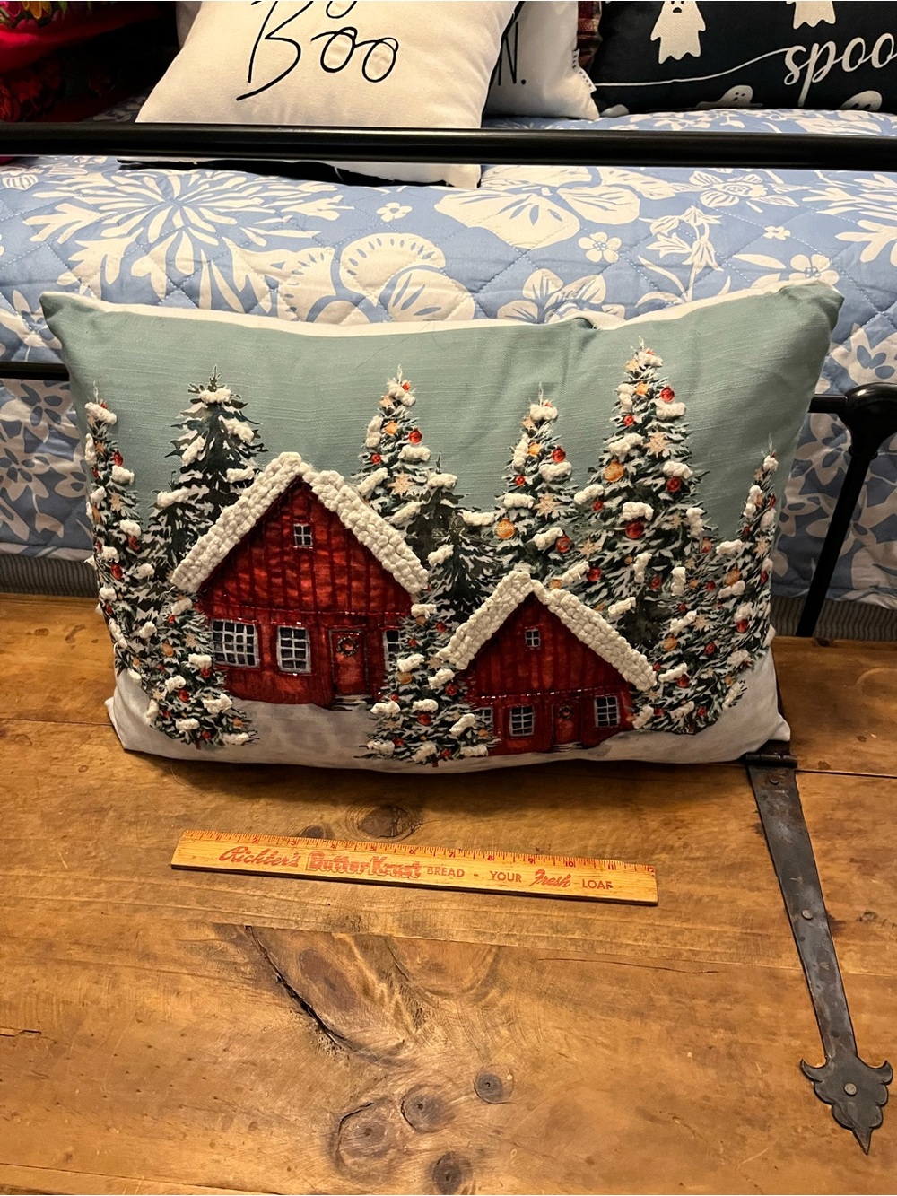 Holiday Red Cottage Decorative Throw Pillow - Brand